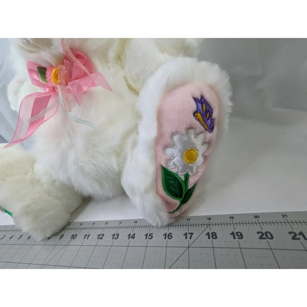 Tb Trading Co Hopster Rabbit Plush Bunny‎ White  24 Inch Pink Flowers Stuffed